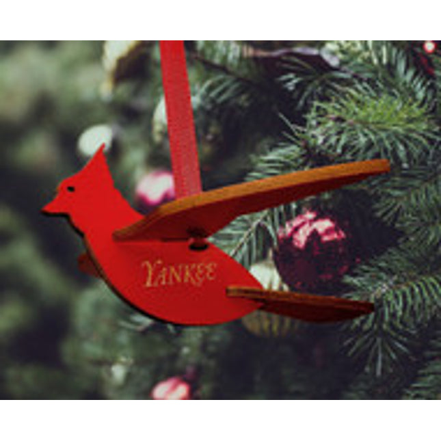 Yankee Cardinal Wooden Ornament