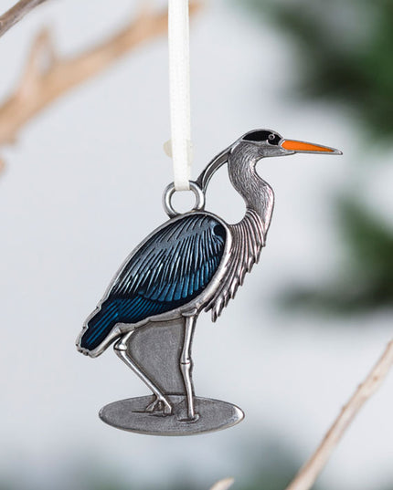 Blue Heron Pewter Ornament