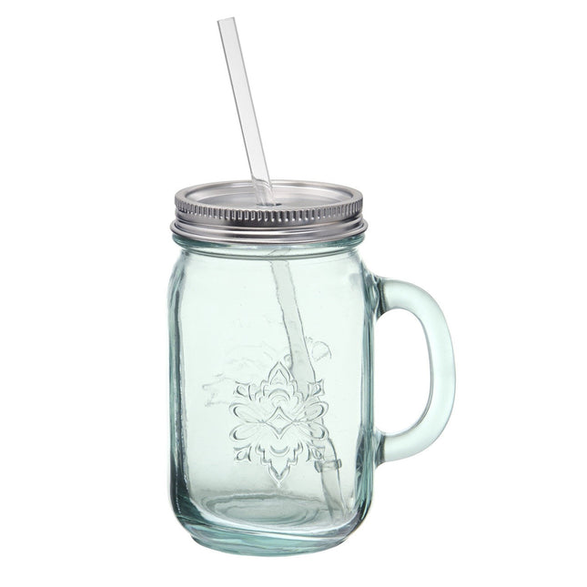 Drinking Jar with lid and straw - 18oz
