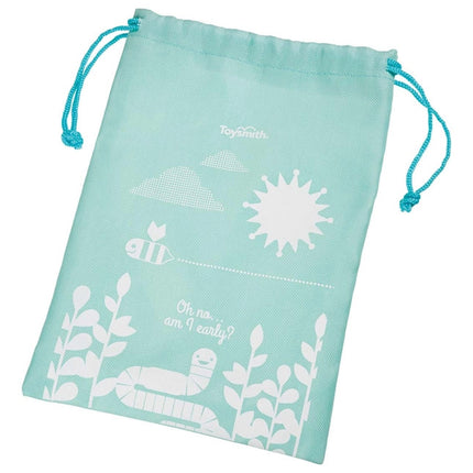 light teal mesh carrying case for binoculars and bird guide