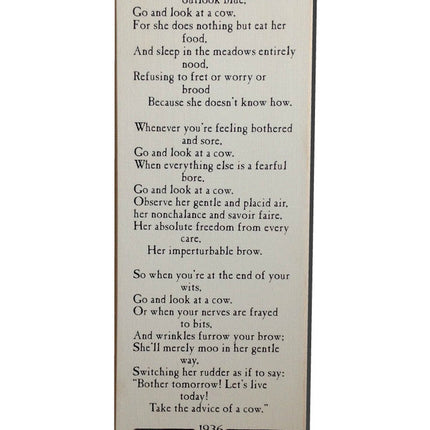 Almanac Wooden Sign - Ode to a Cow