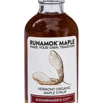 a bottle of the sugarmaker's cut maple syrup from the pantry favorites collection against a white background