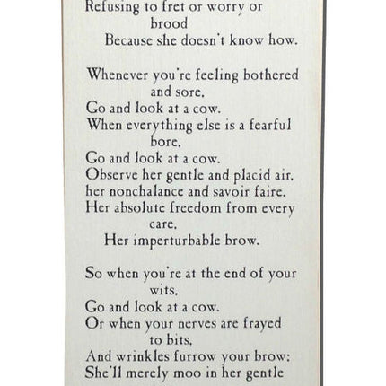 Almanac Wooden Sign - Ode to a Cow