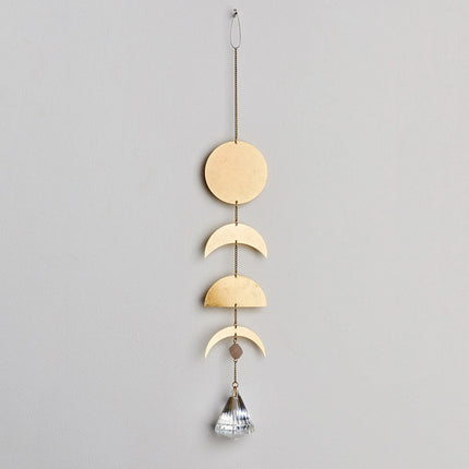 a full length view of the moon phase suncatcher showing the full chain length and hook at the top