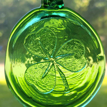 Green Suncatcher with a Shamrock Design