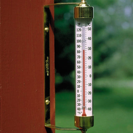 Indoor/Outdoor 7" Thermometer - Living Finish Brass